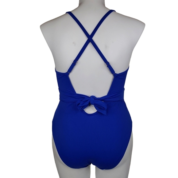 Shade & Shore | NWT Sapphire Blue Open Front One Piece Swim Suit Women's XL - Picture 2 of 9